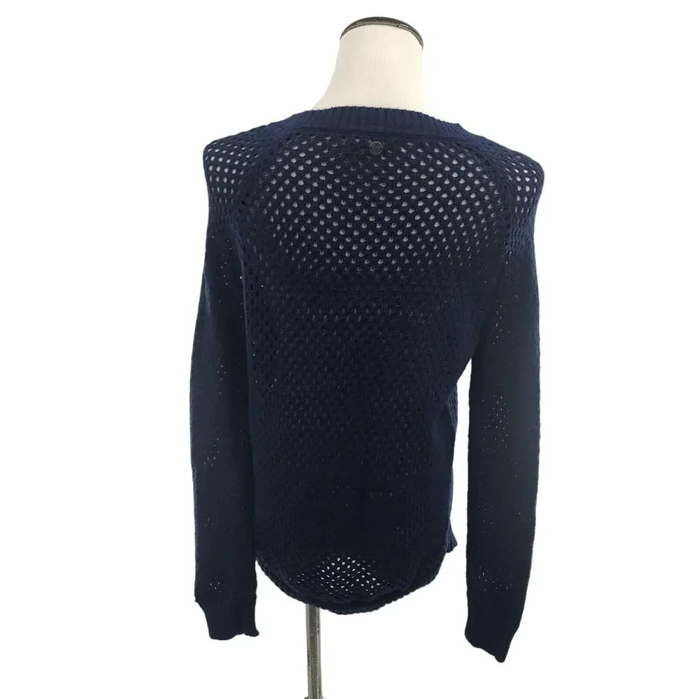 prAna Kokimo Blue Pullover Mesh Sweater